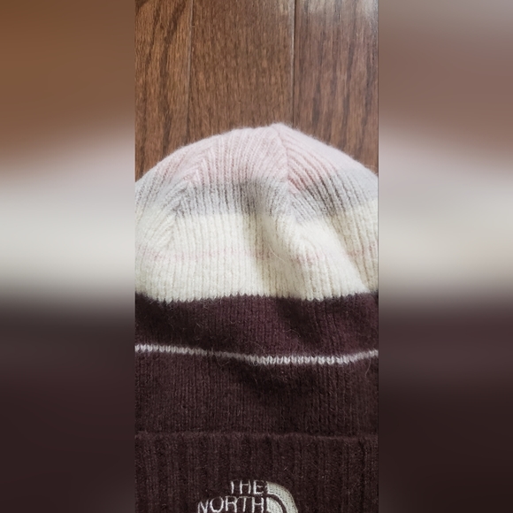 North Face Women/Kids Wool Blend Fleece Lined Beanie Cap Hat Pink Brown … - Picture 2 of 6